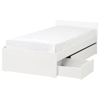 VIHALS bed frame with 2 storage boxes, white/Lillhällan, 90x200 cm