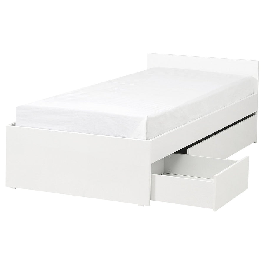 VIHALS bed frame with 2 storage boxes, white/Lillhällan, 200x90 cm