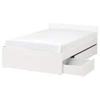 VIHALS bed frame with 2 storage boxes, white/Lillhällan, 140x200 cm