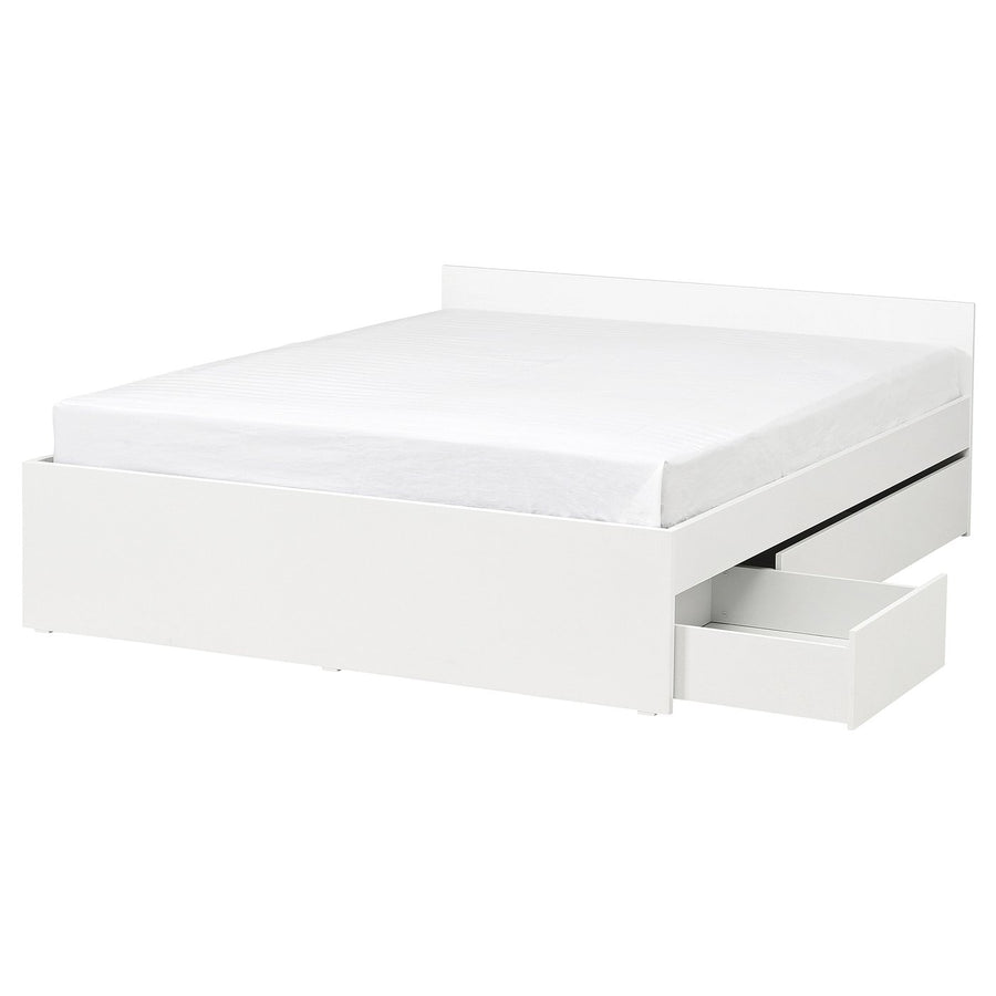VIHALS bed frame with 2 storage boxes, white/Lillhällan, 200x160 cm
