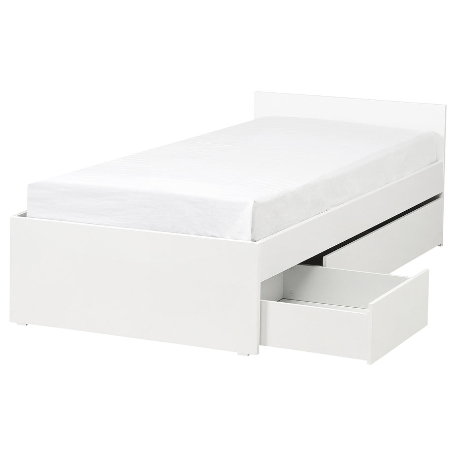 VIHALS bed frame with 2 storage boxes, white, 90x200 cm