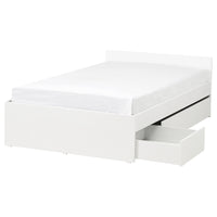 VIHALS bed frame with 2 storage boxes, white, 140x200 cm