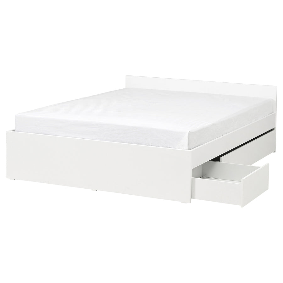 VIHALS bed frame with 2 storage boxes, white, 160x200 cm