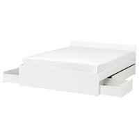 VIHALS bed frame with 4 storage boxes, white/Luröy, 160x200 cm