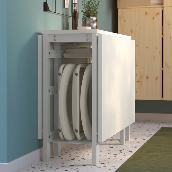 VIHALS gateleg table, white, 39/95/151x90 cm