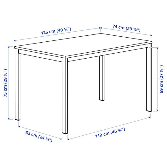 VIHALS table, green/white, 125x74 cm