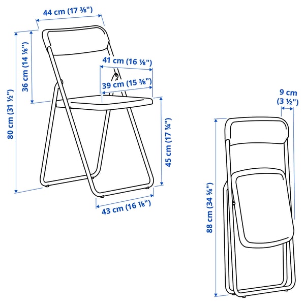 VIHALS / VIHALS table and 2 folding chairs, gateleg table white/white, 39/95/151x90 cm