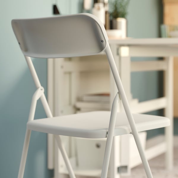 VIHALS / VIHALS table and 2 folding chairs, gateleg table white/white, 39/95/151x90 cm