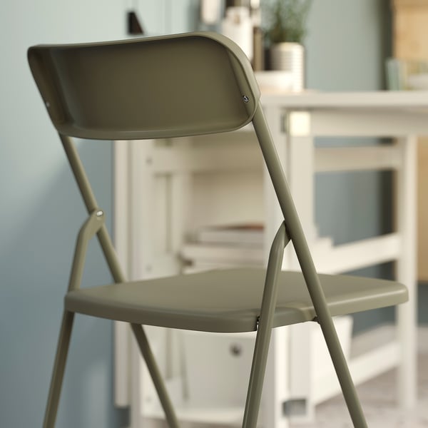 VIHALS / VIHALS table and 2 folding chairs, gateleg table white/green, 39/95/151x90 cm