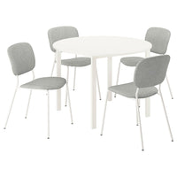 VIHALS / VIHALS table and 4 chairs, white white/white Tibbleby beige-grey, 107 cm