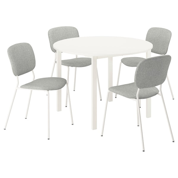 VIHALS / VIHALS table and 4 chairs, white white/white Tibbleby beige-grey, 107 cm