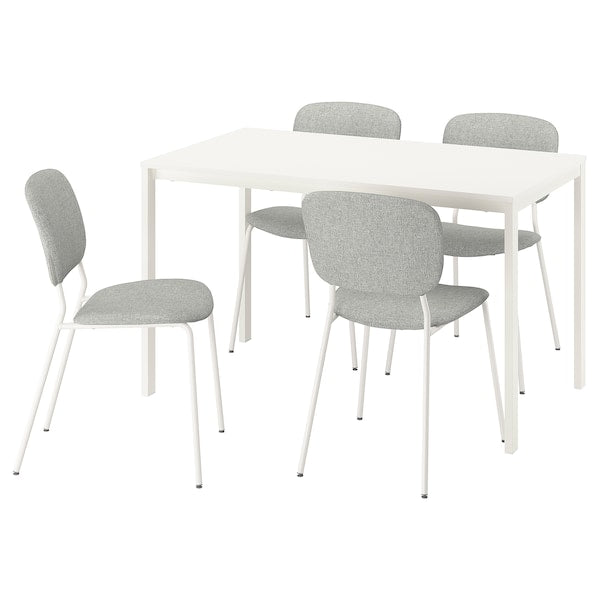 VIHALS / VIHALS table and 4 chairs, white white/white Tibbleby beige-grey, 125x74 cm