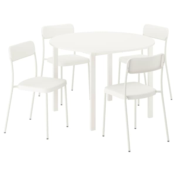 VIHALS / VIHALS table and 4 chairs, white white/white, 107 cm