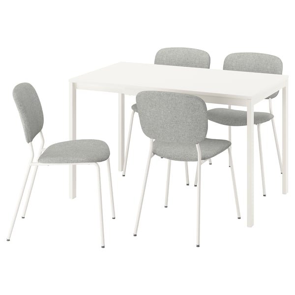 VIHALS / VIHALS table and 4 chairs, white/white Tibbleby beige-grey, 84/120x74 cm