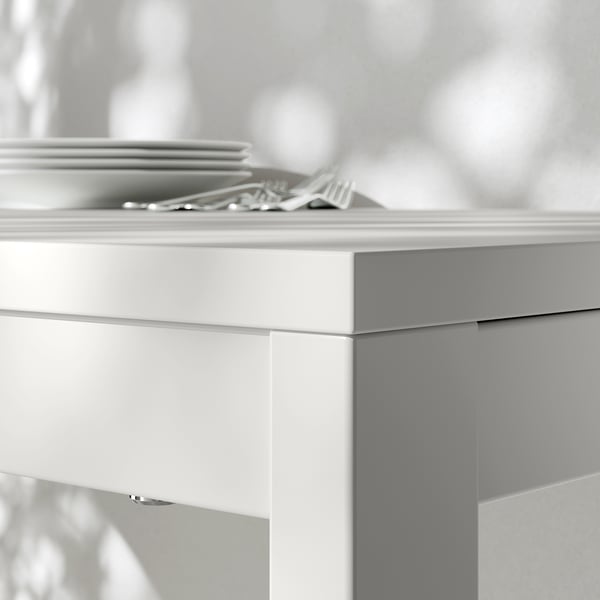 VIHALS / VIHALS table and 4 chairs, white/white Tibbleby beige-grey, 120/180x74 cm