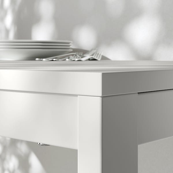 VIHALS / VIHALS table and 4 chairs, white/white Tibbleby beige-grey, 120/180x74 cm