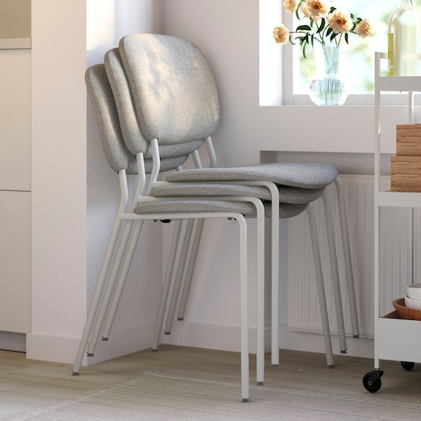 VIHALS / VIHALS table and 4 chairs, white/white Tibbleby beige-grey, 120/180x74 cm