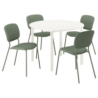 VIHALS / VIHALS table and 4 chairs, white white/green Tibbleby grey-green, 107 cm