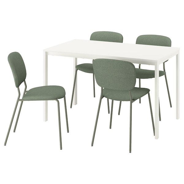 VIHALS / VIHALS table and 4 chairs, white white/green Tibbleby grey-green, 125x74 cm