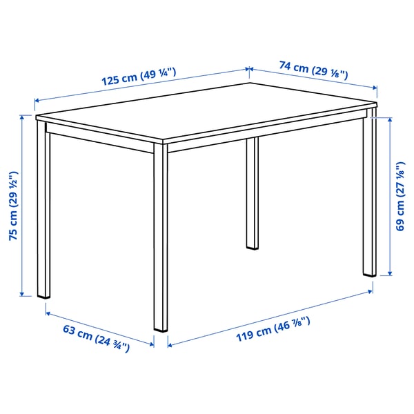 VIHALS / VIHALS table and 4 chairs, white white/green Tibbleby grey-green, 125x74 cm
