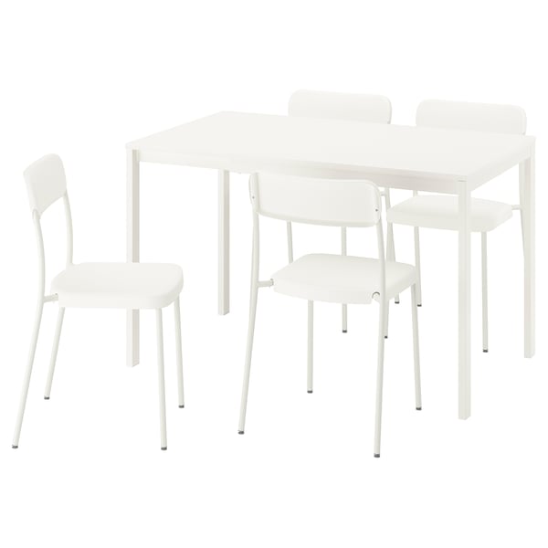 VIHALS / VIHALS table and 4 chairs, white/white, 84/120x74 cm