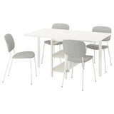 VIHALS / VIHALS table and 4 chairs, gateleg table white/white Tibbleby beige-grey, 39/95/151x90 cm
