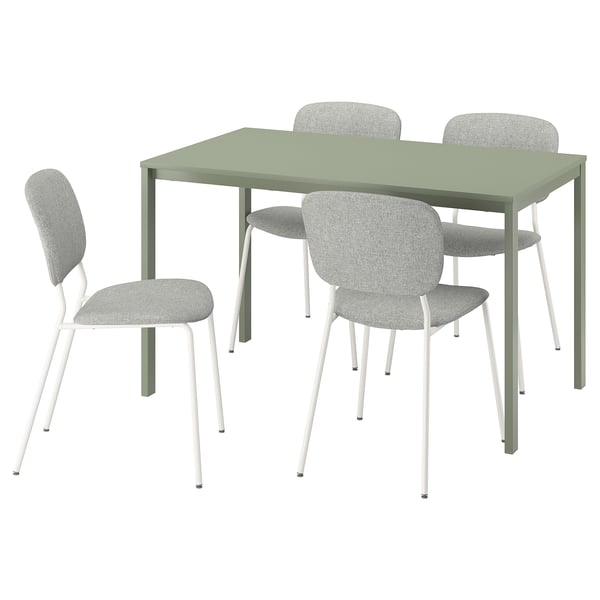 VIHALS / VIHALS table and 4 chairs, green green/white Tibbleby beige-grey, 125x74 cm