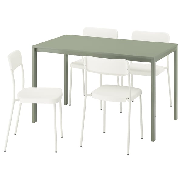 VIHALS / VIHALS table and 4 chairs, green green/white, 125x74 cm