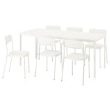 VIHALS / VIHALS table and 6 chairs, white white/white, 180x74 cm