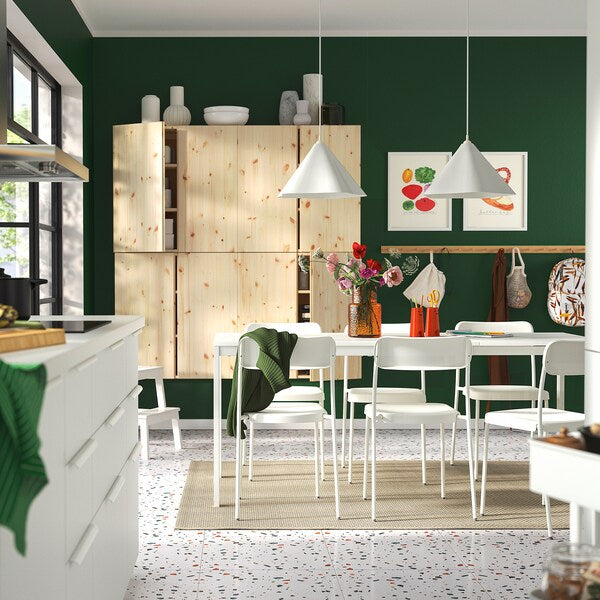 VIHALS / VIHALS table and 6 chairs, white/white, 120/180x74 cm