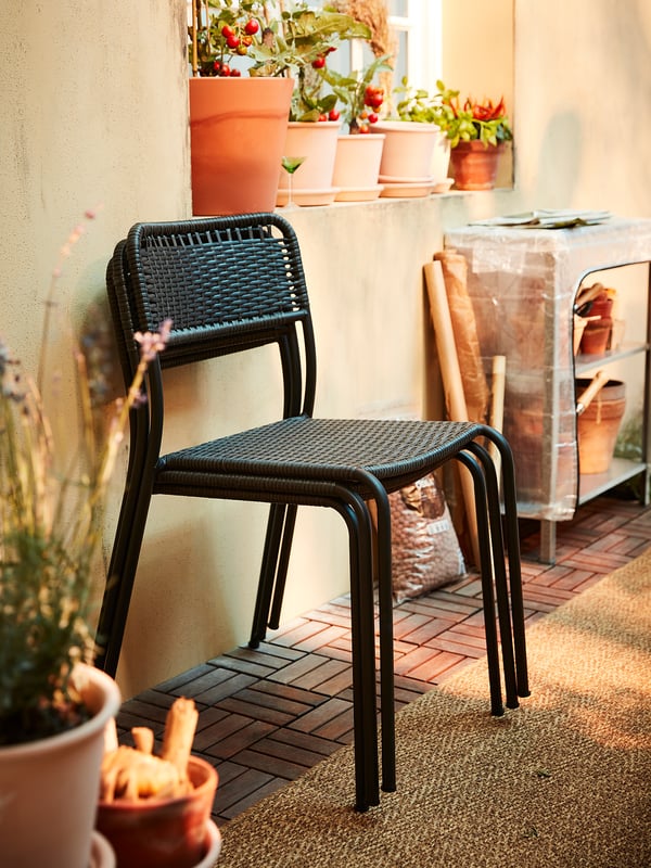 VIHOLMEN chair, outdoor, dark grey, 46x79x56 cm