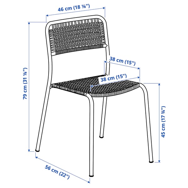 VIHOLMEN chair, outdoor, dark grey, 46x79x56 cm