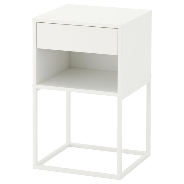 VIKHAMMER bedside table, white, 40x39 cm