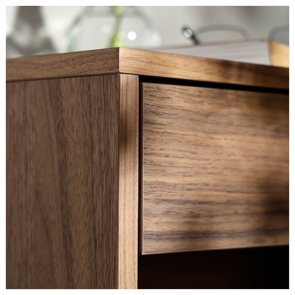 VIKHAMMER bedside table, walnut veneer, 40x39 cm
