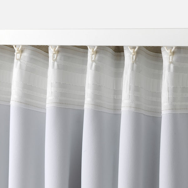VILBORG room darkening curtains, 1 pair, beige/with heading tape, 145x300 cm