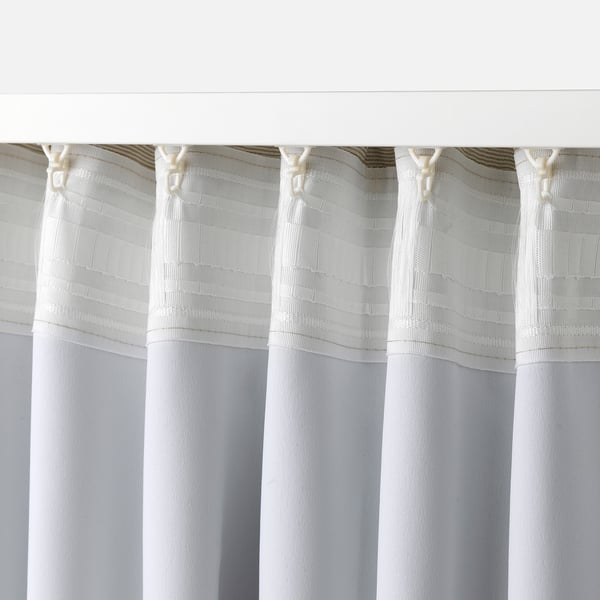 VILBORG room darkening curtains, 1 pair, beige/with heading tape, 145x300 cm
