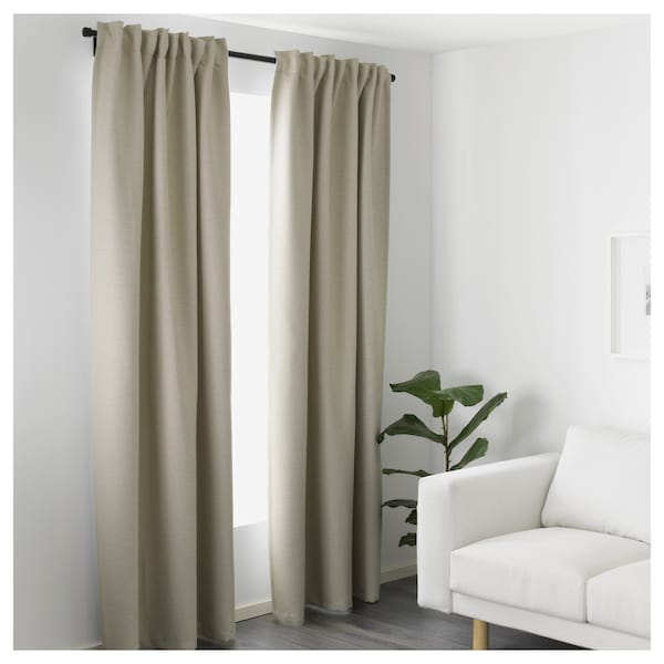 Ikea VILBORG Room darkening curtains, 1 pair, beige145x250 cm , 145x300 cm