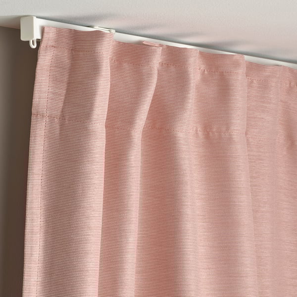 VILBORG room darkening curtains, 1 pair, pink/with heading tape, 145x300 cm