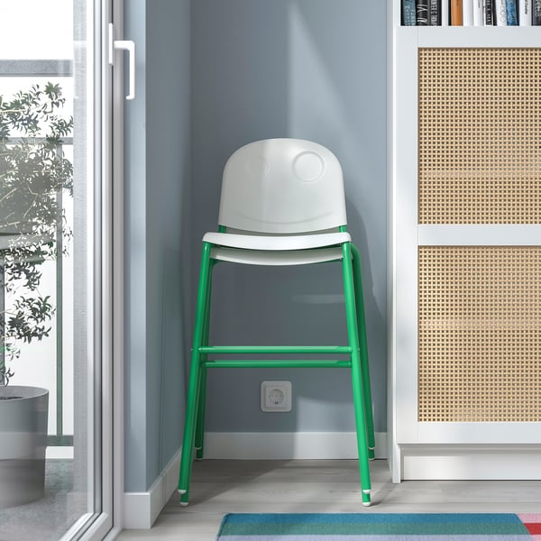 VILDGÅS junior chair, white/green, 46x79x49 cm