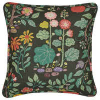 VILDPERSILJA cushion cover, black-green multicolour/floral pattern, 50x50 cm