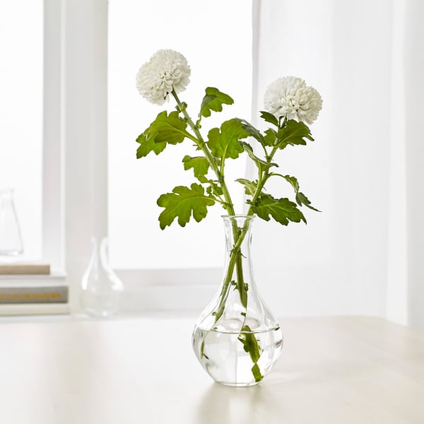VILJESTARK vase, clear glass, 17 cm