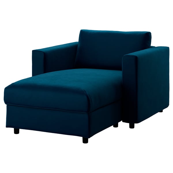 VIMLE chaise longue, Djuparp dark green-blue, 111 cm