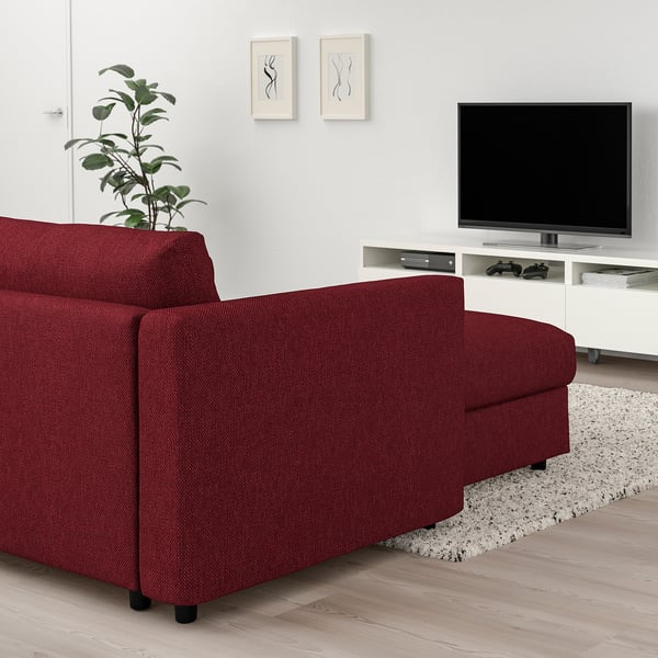 VIMLE chaise longue, Lejde red-brown, 111 cm