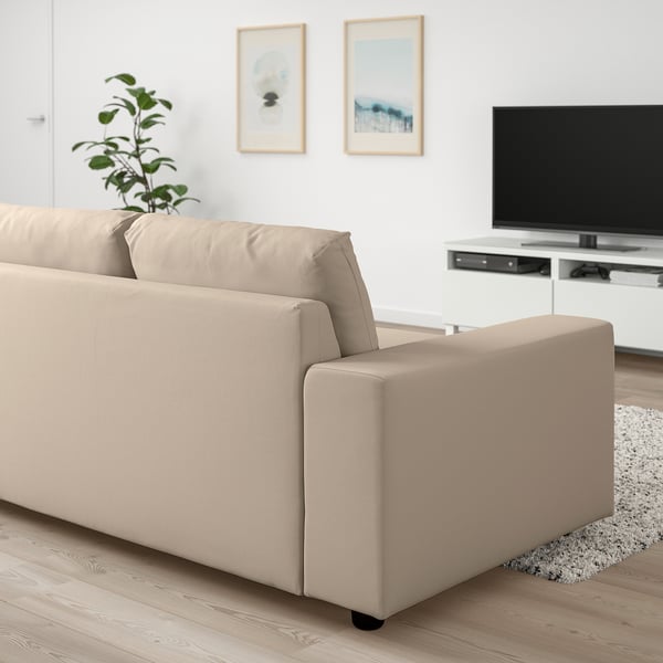 VIMLE 2-seat sofa, with wide armrests/Hallarp beige, 141x54x98 cm