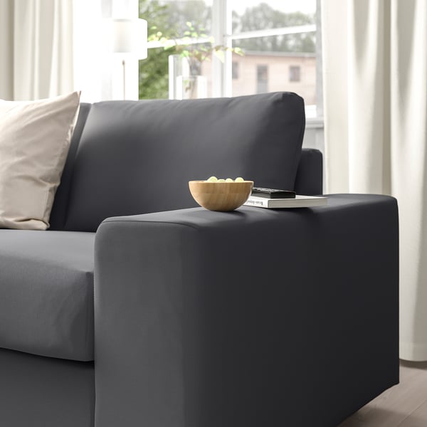 VIMLE 2-seat sofa, with wide armrests/Hallarp grey, 185 cm