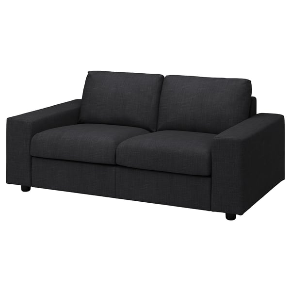 VIMLE 2-seat sofa, with wide armrests/Hillared anthracite, 141x54x98 cm