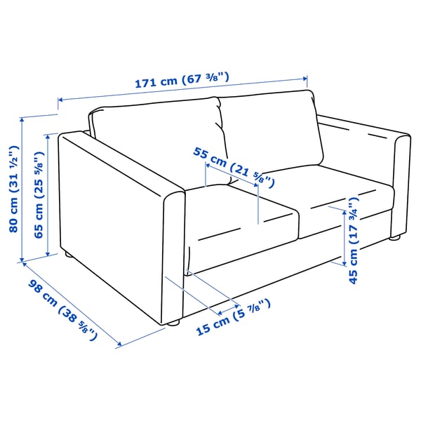 VIMLE 2-seat sofa, Grann/Bomstad black, 171 cm