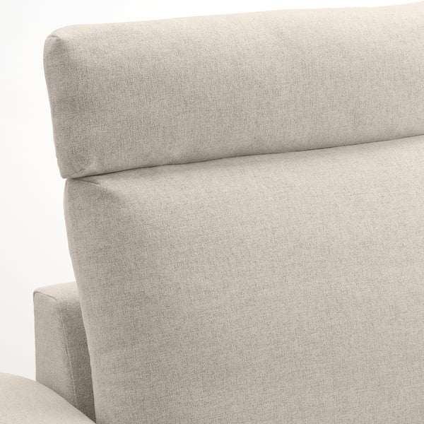 VIMLE 3-seat sofa with chaise longue, with headrest with wide armrests/Gunnared beige, 266 cm