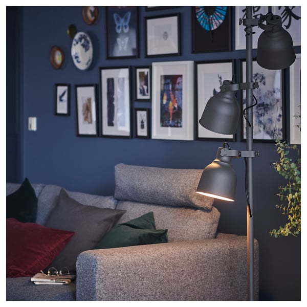 VIMLE 3-seat sofa with chaise longue, with headrest/Gunnared medium grey, 252 cm
