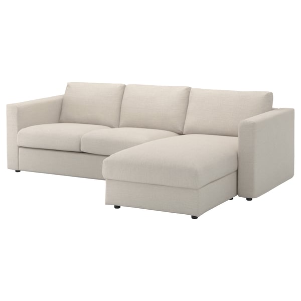 VIMLE 3-seat sofa, with chaise longue/Gunnared beige, 222x68x98 cm